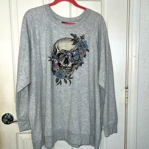 Long sleeve torrid skull floral gems shirt.